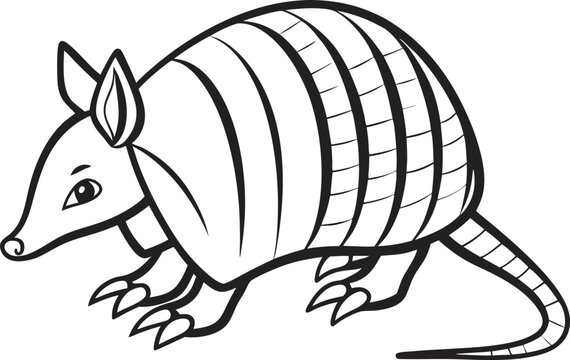 Armadillo outline vector and straightforward illustration line art design on a white background.