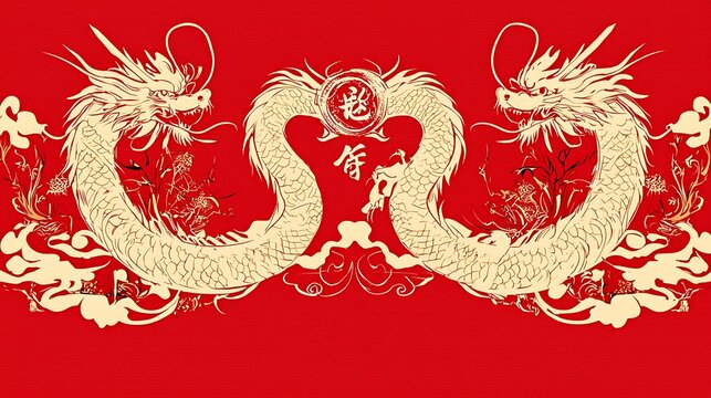 A textured red background featuring an isolated silver dragon in a striking contrast