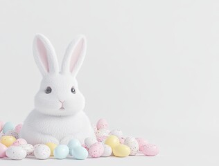 Fototapeta premium Easter Bunny with pastel eggs