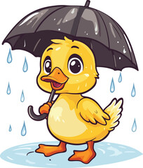 Cute duck  in The Rain Mascot style vector on white background