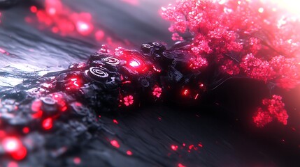 Cyberpunk Cherry Blossom Tree Digital Art