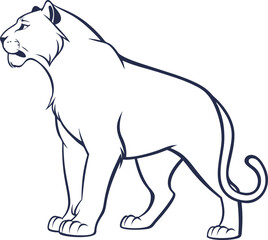 The tiger outline vector and illustration line art design on a white background.