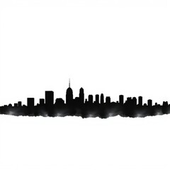 Obraz premium City skyline with mountains in a watercolor style on a white background. skyline silhouette. cityscape illustration architecture city 