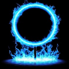 Naklejka premium Blue Flame Circle with Sparkling Fire and Motion Effects