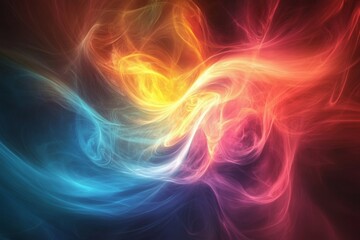 Obraz premium A colorful swirl of light with blue, red, and yellow colors. The colors are very bright and vibrant
