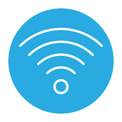 Wi-Fi signal icon with curved lines.