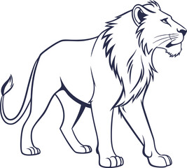 The lion outline vector and illustration line art design on a white background.