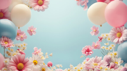 Flowers and Balloons Wallpaper Background