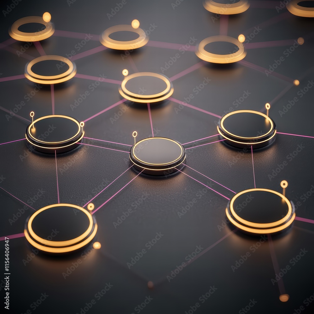 Aufkleber abstract network visualization with glowing connection nodes and lines