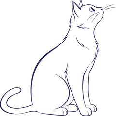 The cat outline vector and straightforward illustration line art design on a white background.