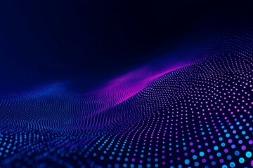 Obraz premium Dynamic abstract digital wave with neon dots on a dark background, ideal for technology and innovation themes.