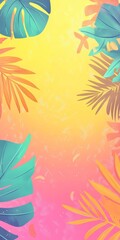 A colorful background with a bunch of leaves and flowers. The background is yellow and orange