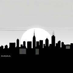 Obraz premium Monochrome abstract city skyline cartoon. skyline silhouette. cityscape illustration architecture city 