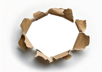 Hole in paper isolated on a transparent or white background