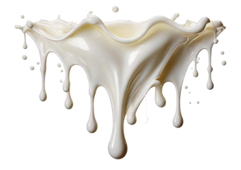 Milk or cream dripping isolated on a transparent or white background