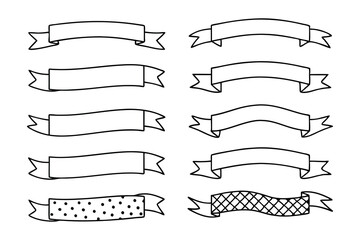 Vector Illustration of Ribbon Banner Set with Blank Space for Text, Curved and Flat Design for Graphic Design Projects.