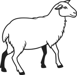 Sheep outline vector and illustration line art design on a white background.