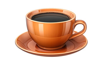 coffee cup with black coffee on saucer on transparent background