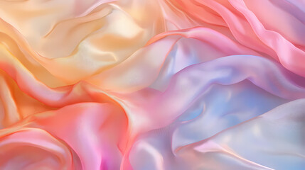 Obraz premium Abstract iridescent waves of silken fabric, shimmering with light and color, creating a dreamy and ethereal backdrop. Silken. Illustration