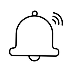 Notification bell icon on black circle. Alert, alarm sign symbol