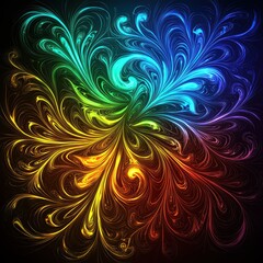 Vibrant Abstract Swirls in Brilliant Colors on Dark Background
