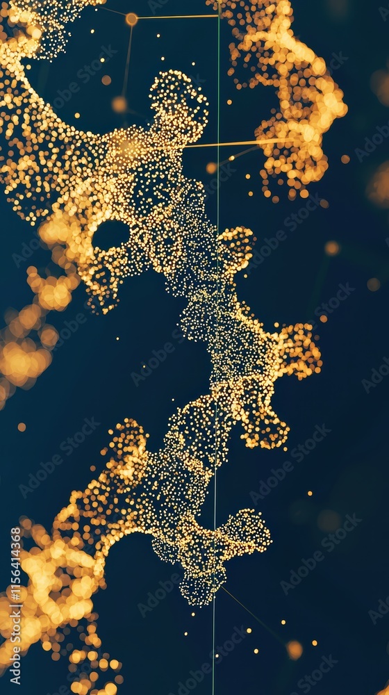 Poster abstract digital connection with sparkling particles on dark background