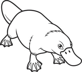 Platypus outline vector and illustration line art design on a white background.