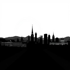 Obraz premium Linz transparent layers gradient landmarks skyline. skyline silhouette. cityscape illustration architecture city 