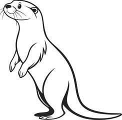 Otter outline vector and illustration line art design on a white background.