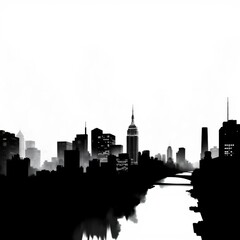 Fototapeta premium Watercolor skyline of new york city in usa. skyline silhouette. cityscape illustration architecture city 