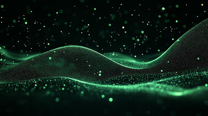 Emerald Flow: Abstract Green Particle Wave Background 