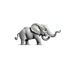 Obraz premium 3d cartoon illustration of a 3d white drawing of cute elephent isolated on white background