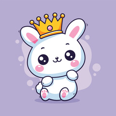 cute little rabbit with crown kawaii character vector illustration design