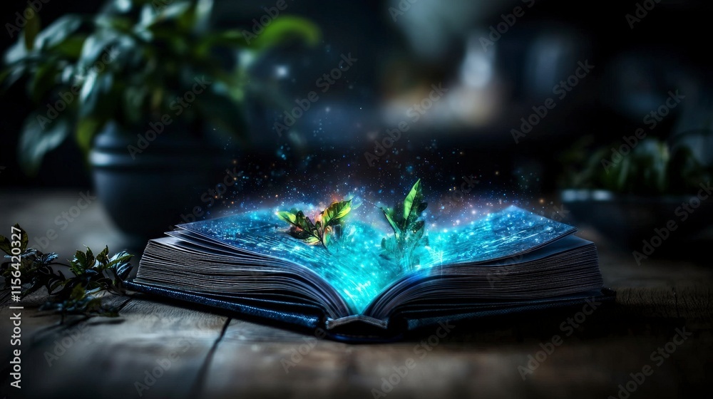 Poster enchanting diary unveils secrets magical forest digital art mystical setting close-up whimsy and won