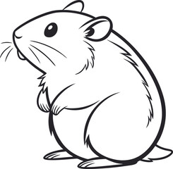 Hamster outline vector and straightforward illustration line art design on a white background.