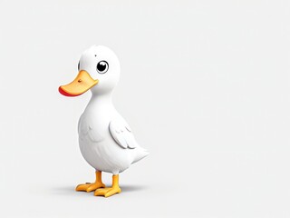 Fototapeta premium 3d cartoon illustration of a 3d white drawing of duck isolated on white background