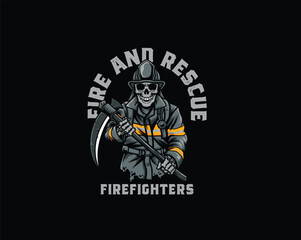 Fireman Skull fire and rescuse illustration