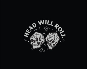 skull head d20 roll illustration