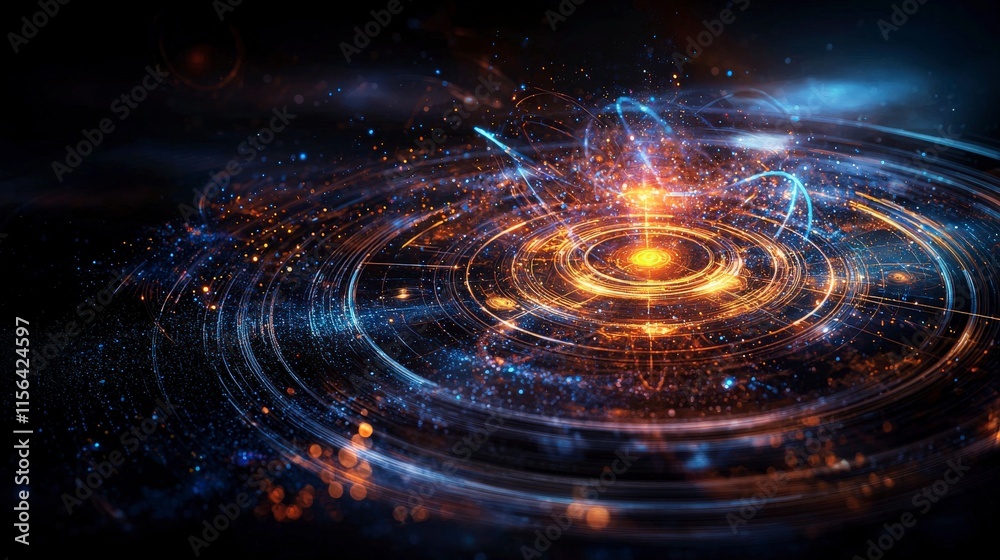 Aufkleber gravity wells and planetary orbs in a cosmic display digital art outer space vibrant colors abstract