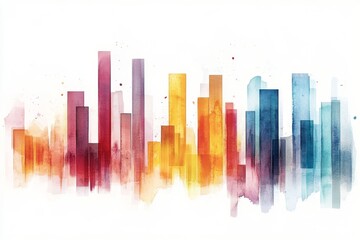 Obraz premium A city skyline with buildings in different colors. The buildings are in a row and are of different heights