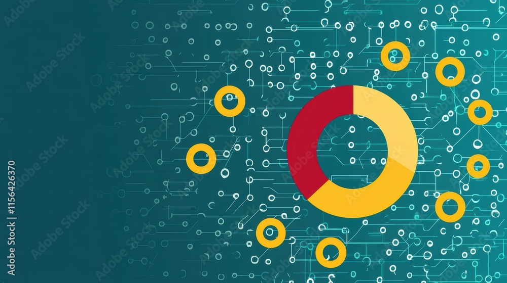 Poster abstract data visualization with circles and digital patterns
