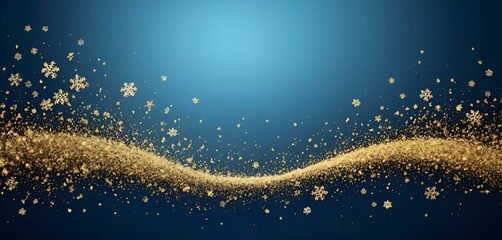 Obraz premium Blue gold background image, snow crystal, Christmas, festival, winter, texture, curve, banner, light