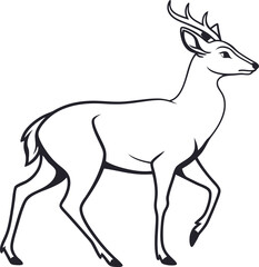 Deer outline vector and straightforward illustration line art design on a white background.