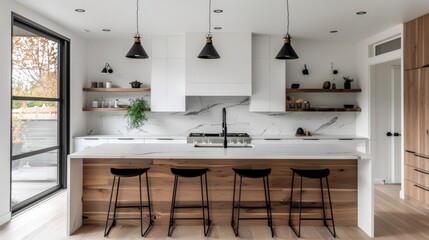 Minimalist kitchen with clean lines and monochromatic color scheme