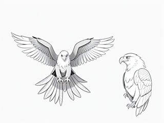 Fototapeta premium 3d eagle cartoon isolated on white background, eagle flying illustration on white background