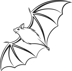 Bat outline vector and illustration line art design on a white background.