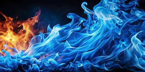 Intense Blue Flame Curves - Eye Level Photo - Abstract Fire Art