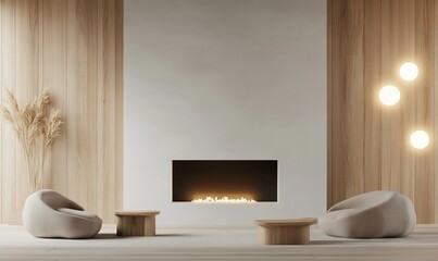 Modern minimalist living room with cozy seating.