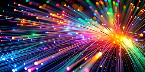 Obraz premium Neonic Optical Fiber Background: Rule of Thirds Composition - Abstract Light Design