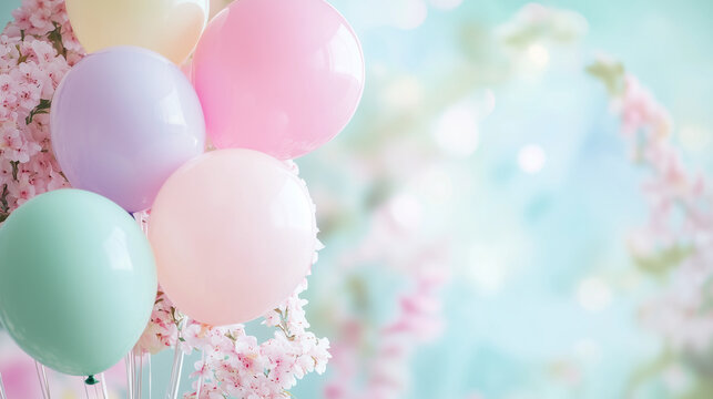 Flowers and Balloons Wallpaper Background